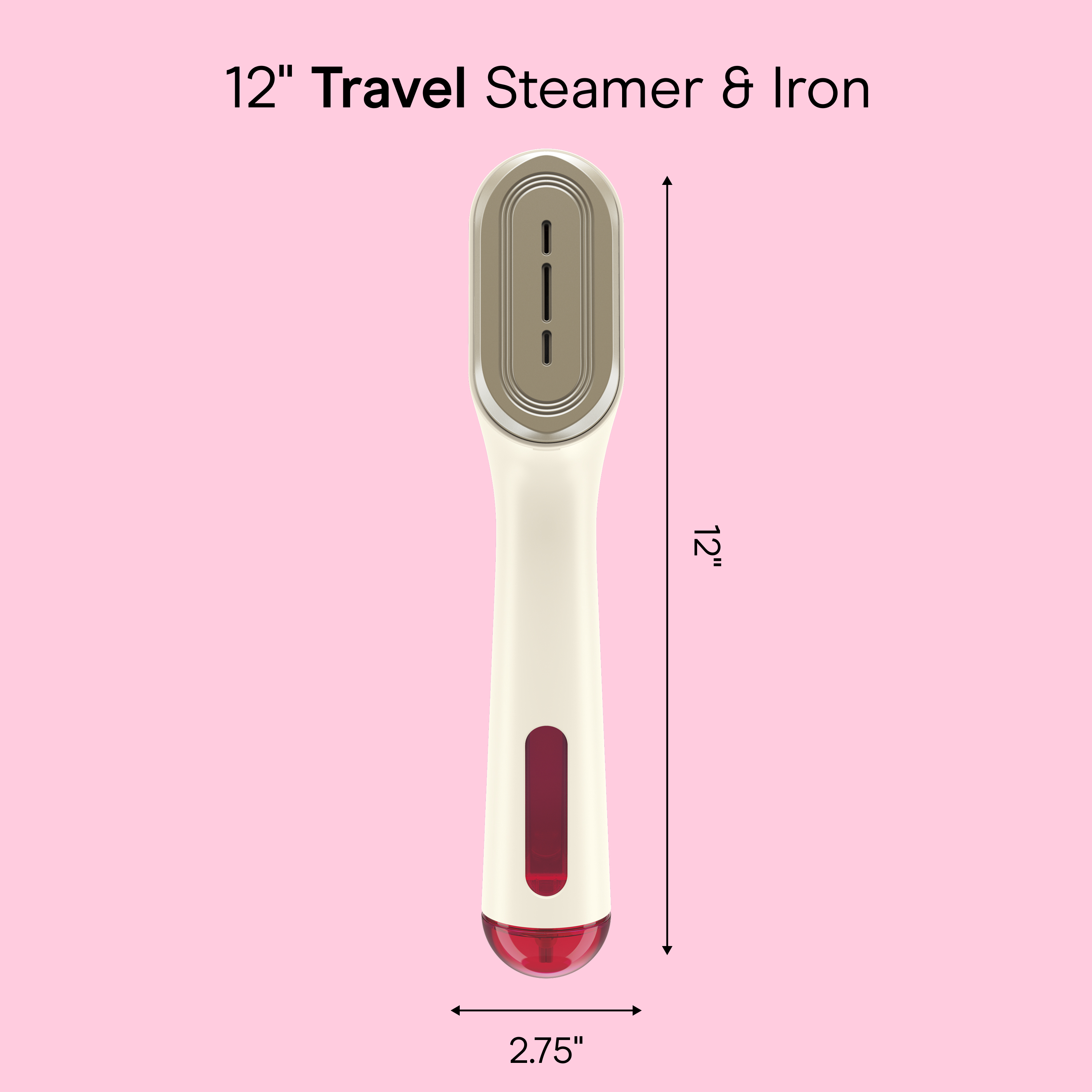 Conair 12-inch Travel Steamer & Iron dimensions frame