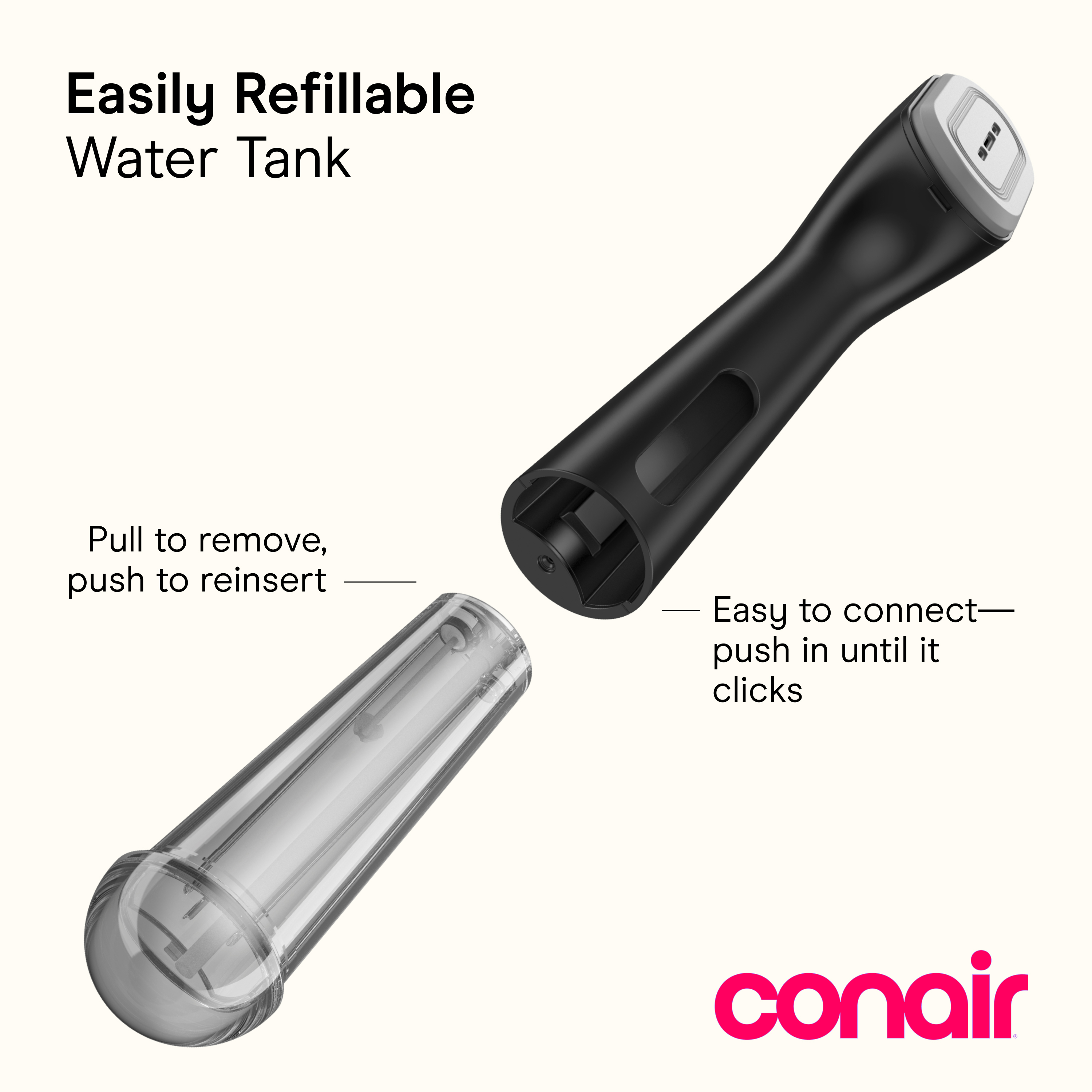 Conair GS47 black steamer 'Easily Refillable Water Tank' frame