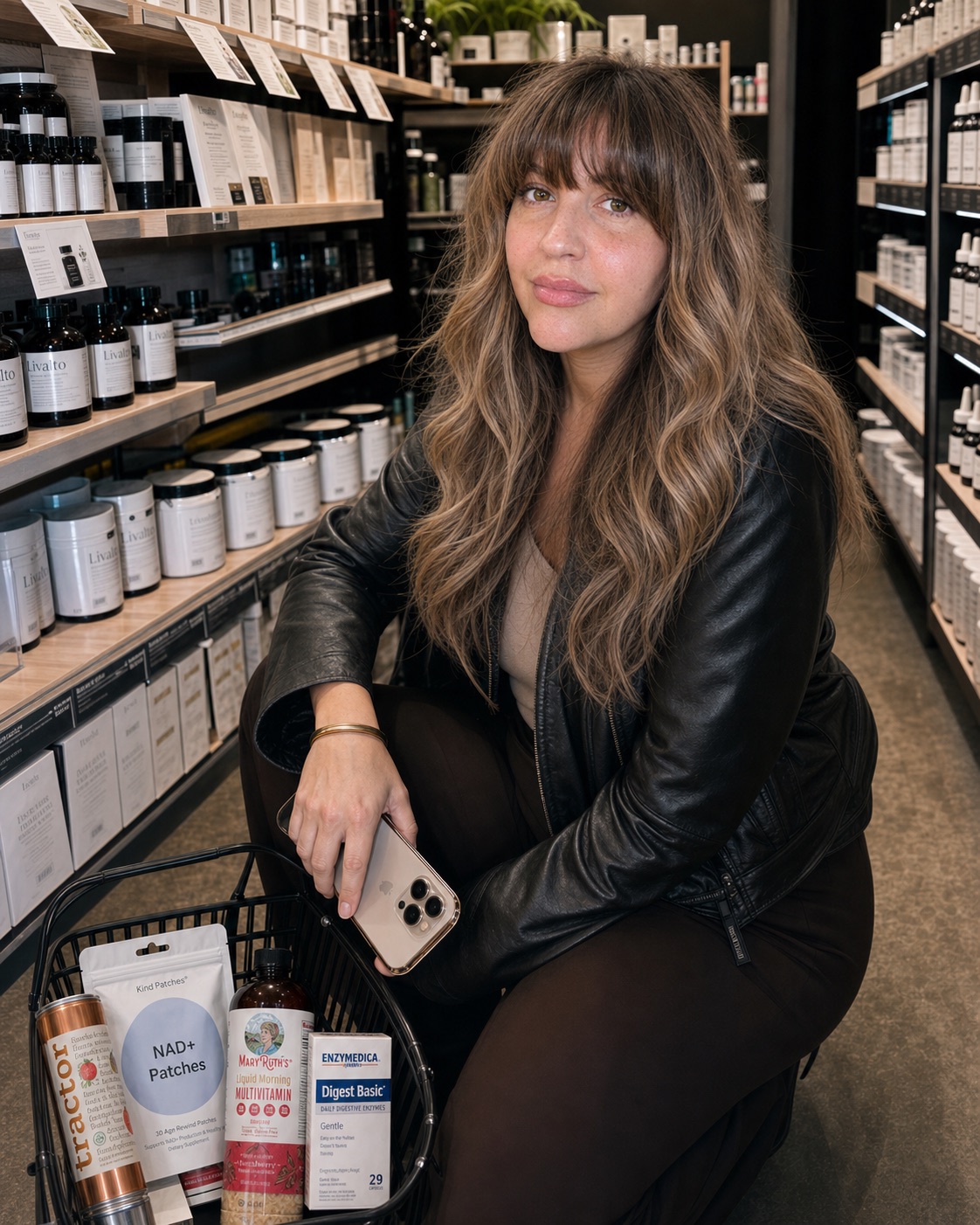 Jessa Black with partner products on a retail shelf